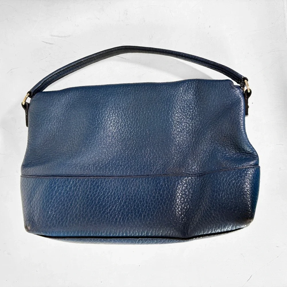 Kate Spade Cobble Hill Little Minka Navy Blue‎ Pebbled Leather Satchel Bag